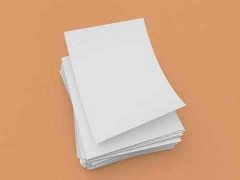 White sheets of A4 office paper on a brown background. Stock Illustration