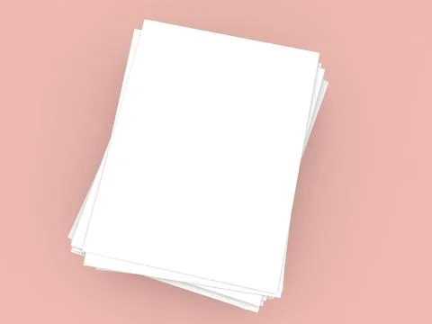 White sheets of A4 office paper on a orange background. Stock-Illustration