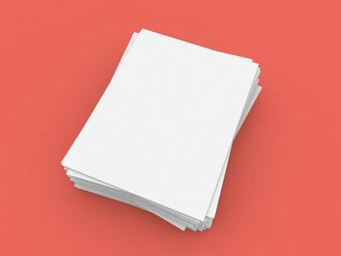 White sheets of A4 office paper on a red background. Stock Illustration