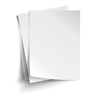 White sheets of A4 paper. Mock up of white note papers. Realistic vector Stock Illustration