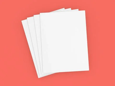 White sheets of A4 paper on a red background. Stock Illustration