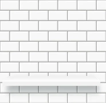 White shelf on wall. Bathroom or kitchen interior with product podium. Vector 스톡 일러스트