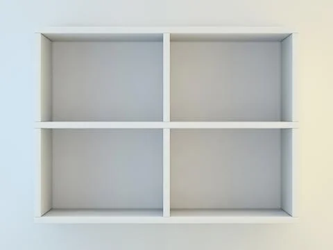 White shelves for show case. 3D Stock Illustration