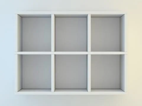 White shelves for show case. 3D Stock Illustration