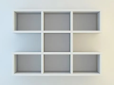 White shelves for show case. 3D Stock Illustration