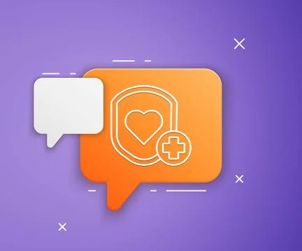 White Shield and heart rate icon isolated on purple background. Health prot.. Stock Illustration