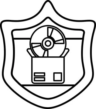 A white shield with a CD case on it Stock Illustration