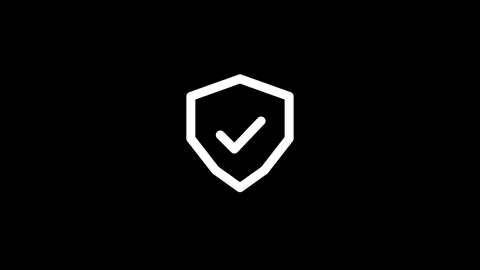 White Shield with Checkmark Drawing on Black 库存影片 346323230