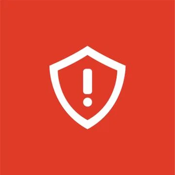 White Shield with exclamation mark on the red background Stock Illustration