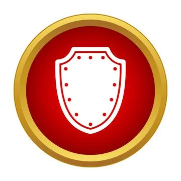 White shield icon on red circle protecting data Illustrazione stock
