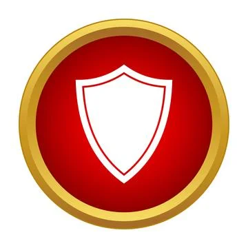 White shield icon on red security button Illustrazione stock