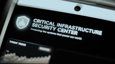 White shield logo and the words Critical Infrastructure Security Center appear Stock Footage 343362850