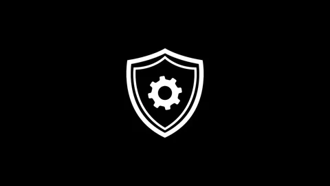 A white shield protects a central gear Stock-Footage 291159491