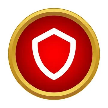 White shield symbol on red security button 스톡 일러스트