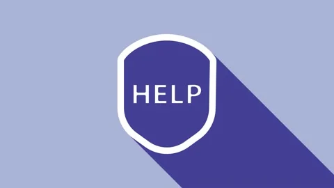 White Shield with text Help icon isolated on purple background. Guard sign Stock Footage 148295369