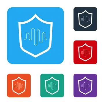 White Shield voice recognition icon isolated on white background. Voice Stock Illustration