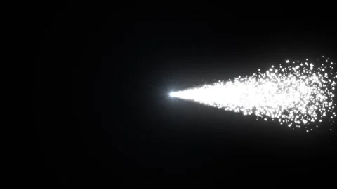 White shining comet on space animation isolated on black background Stockbeeldmateriaal 333984097