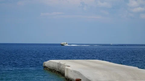 White ship fast motion of the sea Stock Footage 93592737