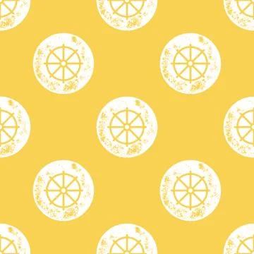 White Ship Helm Pattern on Yellow Background Stock Illustration