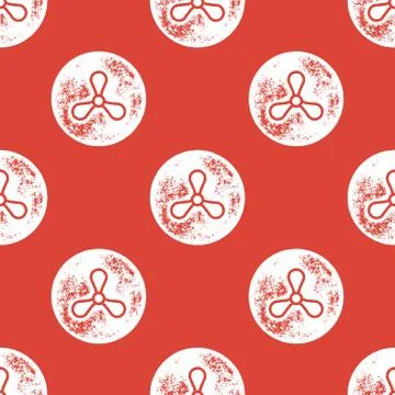 White Ship Propeller Pattern on Red Background Stock Illustration