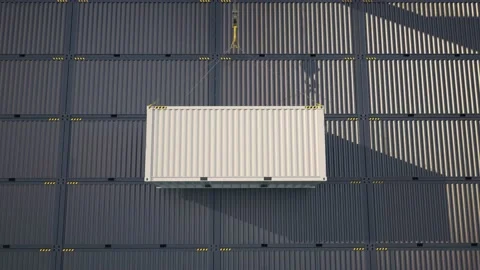 White shipping cargo container for logistics and transportation. Seamless loop. Stock Footage