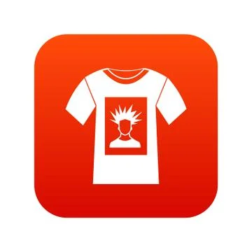White shirt with print of man portrait icon digital red Stockillustratie