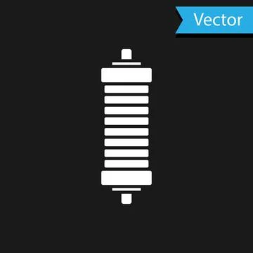 White Shock absorber icon isolated on black background.  Vector Stock Illustration