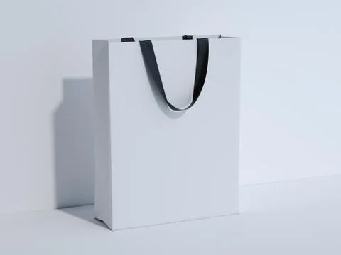 White shopping bag in studio. 3d rendering Stock Illustration