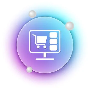 White Shopping cart on screen computer icon isolated on white background. C.. Stock Illustration
