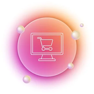 White Shopping cart on screen computer icon isolated on white background. C.. Stock Illustration
