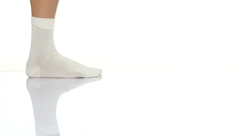 White short socks Video stock 134034057