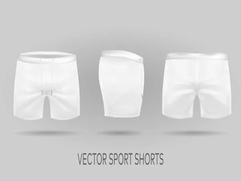White shorts with ffront, back, and side views. mock up Stock Illustration