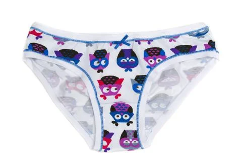 White shorts with a pattern of "owl". Isolate on white. Stock Photos