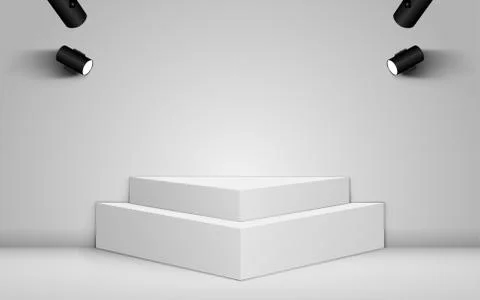 White showcase and spotlight light in the studio room Stock Illustration