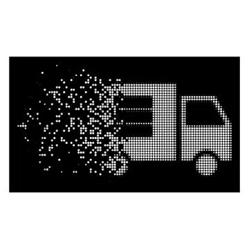 White Shredded Dotted Halftone Data Transfer Van Icon Illustrazione stock
