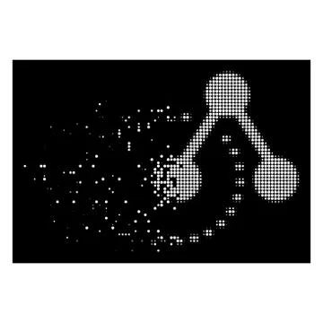 White Shredded Pixel Halftone Molecule Structure Analysis Icon Illustrazione stock