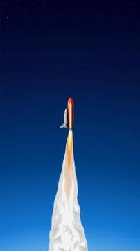 White shuttle take off with red booster Stock Illustration