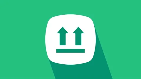 White This side up icon isolated on green background. Two arrows indicating top Stock Footage 225665562