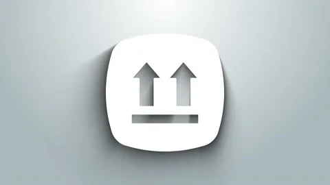 White This side up icon isolated on grey background. Two arrows indicating top Stock Footage 225770176