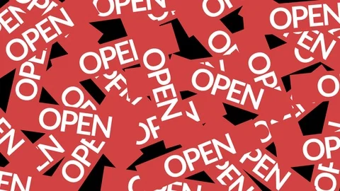 A White Sign At Red: OPEN. Alpha channel Animation Stock Footage 99956156