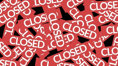 A White Sign At Red: Sorry We Are Closed. Alpha channel Animation Stock Footage 99956486
