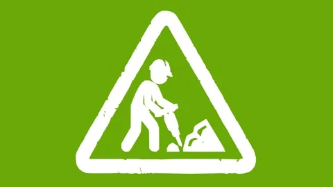 White sign work men line boil effect animation Stock Footage 341603815