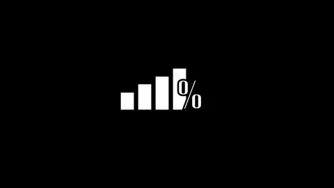 White signal bars progress animation on black background with percentage co.. Видео 342698881