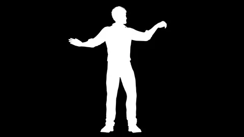 White silhouette of a dancing man. Alpha channel. Alpha matte. FullHD. Stock Footage 98590853