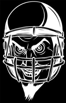 White silhouette of devil or satan American football sports mascot on black Illustrazione stock