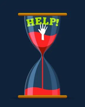 A white silhouette of a hand inside the red blood hourglass Stock Illustration