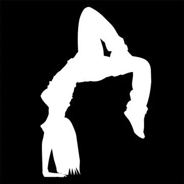 White silhouette of a man dancing on a black background, monochrome graphic.. Stock Illustration