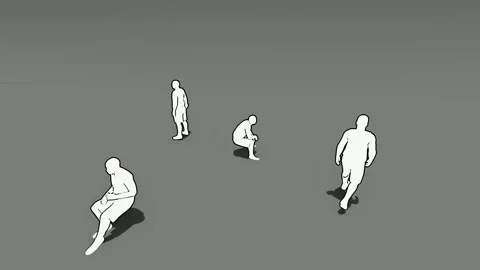 White Silhouette People Walking Group Gray Background 動画素材 346442334
