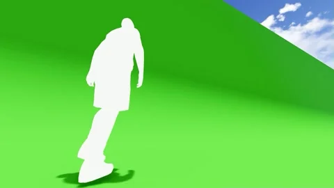White Silhouette Person Walking Split Background Stock-Footage 346442307