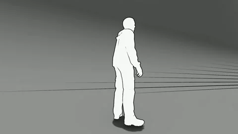White Silhouette Person Walking Studio Background Stock Footage 346442290